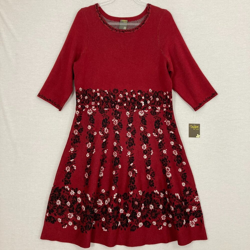 Taylor Red Floral Long Sleeve Dress